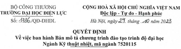 Bản mô tả CTĐT trình độ đại học Ngành Kỹ thuật Nhiệt