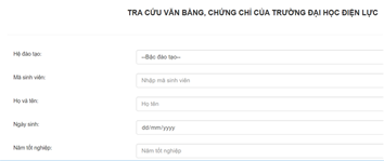 Tra cứu văn bằng, chứng chỉ của trường đại học Điện lực
